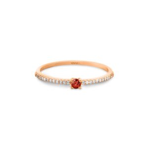 Anel Cores em Ouro Rosé 18k com Granada e Diamantes