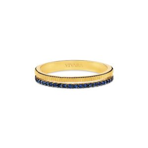 Anel Simetria em Ouro Amarelo 18k com Safiras Azuis