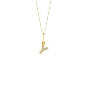 Pingente Letra Y Ouro Amarelo e Diamantes