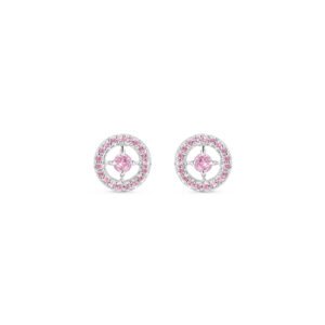 Brinco Life Glam III Prata Cravejado Rosa