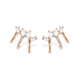Brinco Ear Cuff Life Luna Triplo Liga Rosé Topázio Incolor