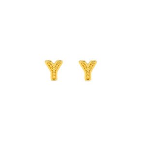 Brinco Life Letras Y Prata com Banho Ouro Amarelo