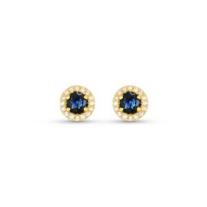 Brinco Classic Oriental em Ouro Amarelo 18k com Safira Azul e Diamantes