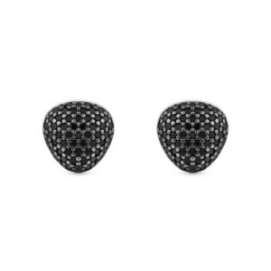 Brinco Bold em Prata 925 com Ródio Negro e Safiras Negras