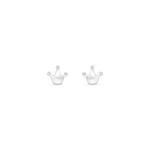 Brinco Baby Coroa em Ouro Branco 18k
