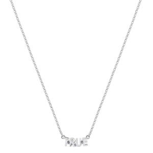 Colar Life Símbolo True em Prata 925 com Pedras Incolores, 45cm