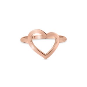 Anel Life Love Coração em Liga Rosé com Banho de Ouro Rosé 18k