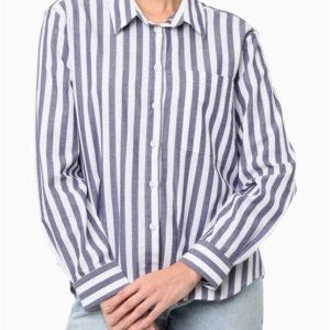 Camisa Feminina Oversized Listrada Calvin Klein Jeans - Indigo Camisa Feminina Oversized Listrada Calvin Klein Jeans Indigo 38