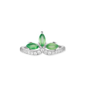 Anel Life Nature em Prata 925 com Calcedônias Verdes e Pedras Incolores