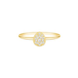Anel Pavê Flor em Ouro Amarelo 18k com Diamantes