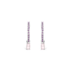 Brinco Argola Life Blend em Prata 925 com Quartzo Rosa e Ametista