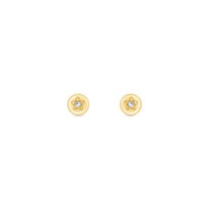 Brinco Baby Estrela em Ouro Amarelo 18k com Safira Incolor