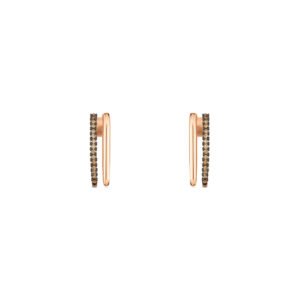 Brinco Argola Elos em Ouro Rosé 18k com Diamantes Brown