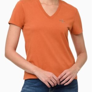 Camiseta Feminina Decote v - Laranja Camiseta Feminina Decote v Laranja Pp