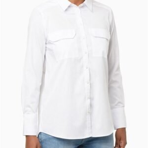 Camisa de Manga Longa Etiqueta Externa Calvin Klein Jeans - Branco Camisa de Manga Longa Etiqueta Externa Calvin Klein Jeans Branco 38