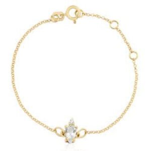 Pulseira baby em Ouro Amarelo 18k com Topázio Incolor e Diamantes