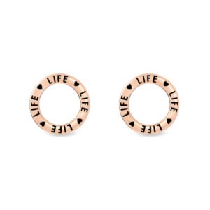Brinco Lifemania Redondo com Banho Ouro Rosé Esmaltado