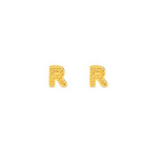 Brinco Life Letras R Prata com Banho Ouro Amarelo