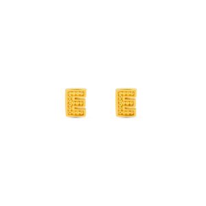 Brinco Life Letras E Prata com Banho Ouro Amarelo