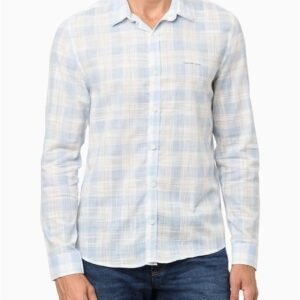 Camisa Masculina Slim Blue Chess Calvin Klein Jeans - Branco Camisa Masculina Slim Blue Chess Calvin Klein Jeans Branco p
