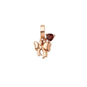 Pingente Life Laço em Liga Rosé com Banho de Ouro Rosé 18k e Pedra Vinho