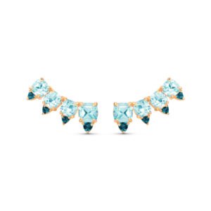 Brinco Ear Cuff Sirena em Ouro Rosé 18k com Topázios Sky e Topázios London