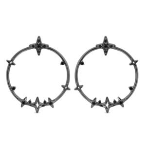 Brinco Life Signature Estrela com Banho de Ródio Negro