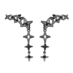 Brinco Ear Cuff Life Signature Estrela com Banho de Ródio Negro