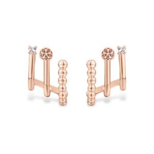 Brinco Earcuff Life Pink Pavê com Banho de Ouro Rosé