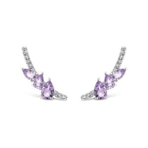 Brinco Ear Cuff Life Provence Cravejado com Ametista e Topázio Incolor