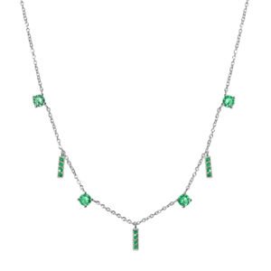 Colar Life Fresh em Prata 925 com Pedras Verdes, 42cm