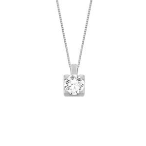 Pingente Solitário em Ouro Branco 18k com Diamante 0,25 ct