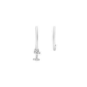 Brinco Letra I em Ouro Branco 18k com Diamantes