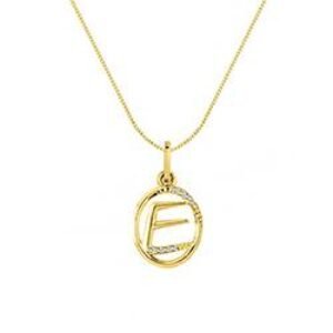 Pingente Letra E Ouro Amarelo e Diamantes