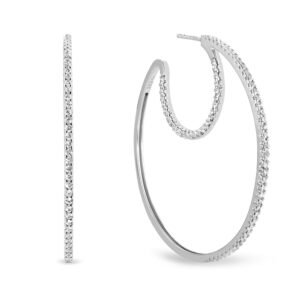 Argola Life Pavê em Prata 925 com Pedras Incolores