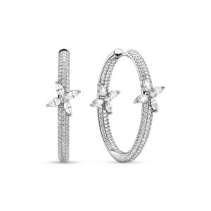 Brinco Argola Life Butterfly em Prata 925 com Pedras Incolores