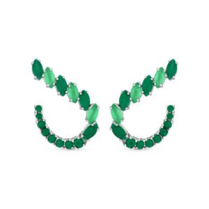 Brinco Life Nature III em Prata 925 com Ágata Verde e Calcedônia Verde