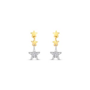 Brinco Teens Estrelas em Ouro Amarelo 18k em Ouro Branco 18k com Diamantes