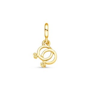 Pingente Life Amor Anéis de Casamento em Prata 925 com Banho de Ouro Amarelo 18k