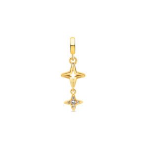 Pingente Life Signature Estrela Dupla com Banho de Ouro Amarelo