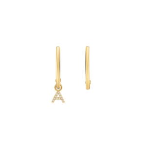Brinco Letra A em Ouro Amarelo 18k com Diamantes