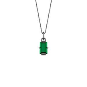 Pingente Black Iron Man em Prata 925 com Ródio Negro e Calcedônia Verde