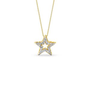 Pingente Símbolo Estrela em Ouro Amarelo 18k com Diamantes