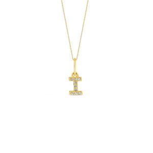 Pingente Letra I em Ouro Amarelo 18k com Diamantes