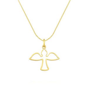 Pingente Medalha Divino Espírito Santo em Ouro Amarelo 18k