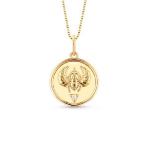 Pingente Medalha Trends em Ouro Amarelo 18k com Safira Incolor