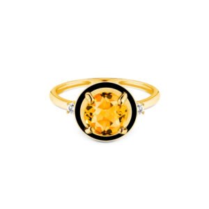 Anel Policroma em Ouro Amarelo 18k com Citrino e Diamantes