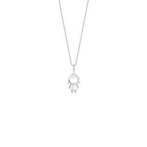 Pingente Menina em Ouro Branco 18k