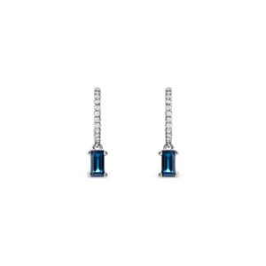 Brinco Argola Linea em Ouro Branco 18k com Safira Azul e Diamantes