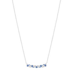 Colar Life Pacific em Prata 925 com Pedras Azuis, Incolores e Esferas Peroladas, 45cm